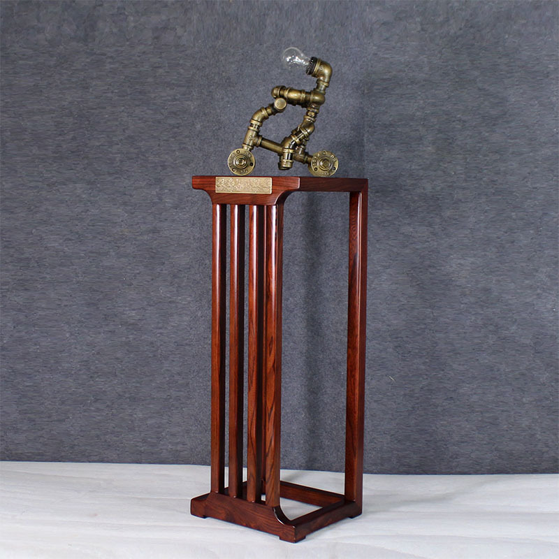 新中式禅意全实木花架胡桃木色置物架客厅落地现代简约花几摆架子