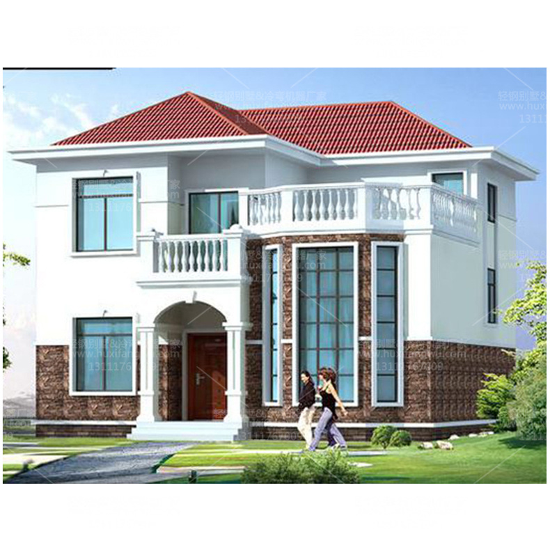 农村两层轻钢别墅复式洋楼造价 盖轻钢别墅房屋的工厂 垃圾分类房