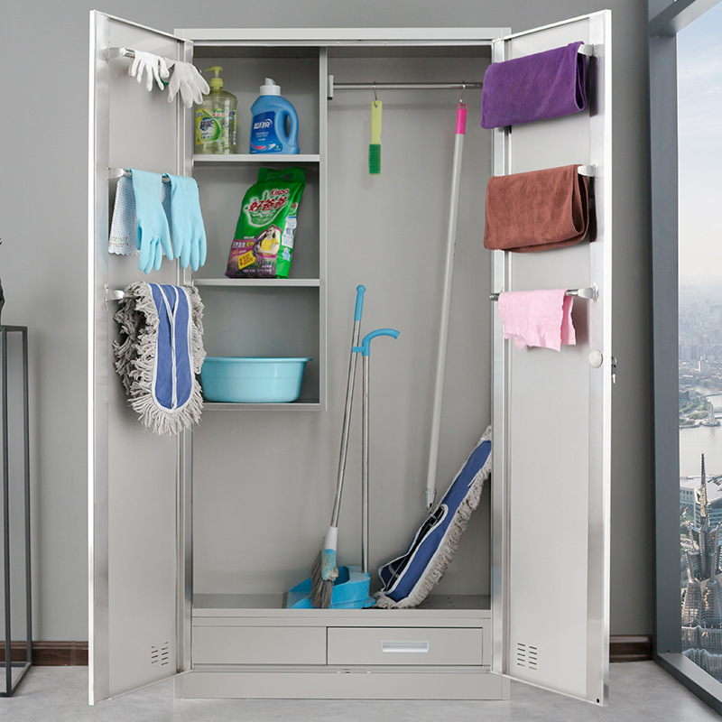 不锈钢清洁柜整理卫生保洁工具单门双门拖把柜扫帚柜收纳柜储物柜