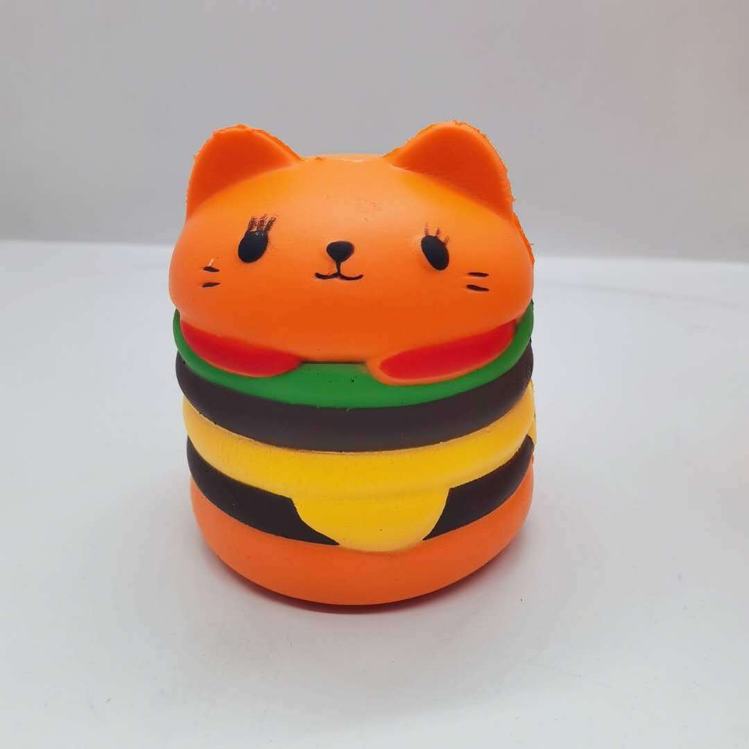 pu慢回弹仿真猫头汉堡 squishy慢回弹玩具仿真面包厂家现货直销