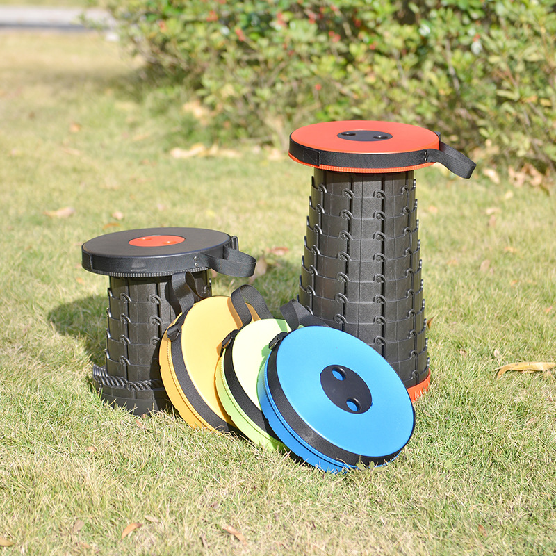 户外伸缩凳彩色便携式钓鱼凳子 排队坐车折叠凳子抖音神器现货