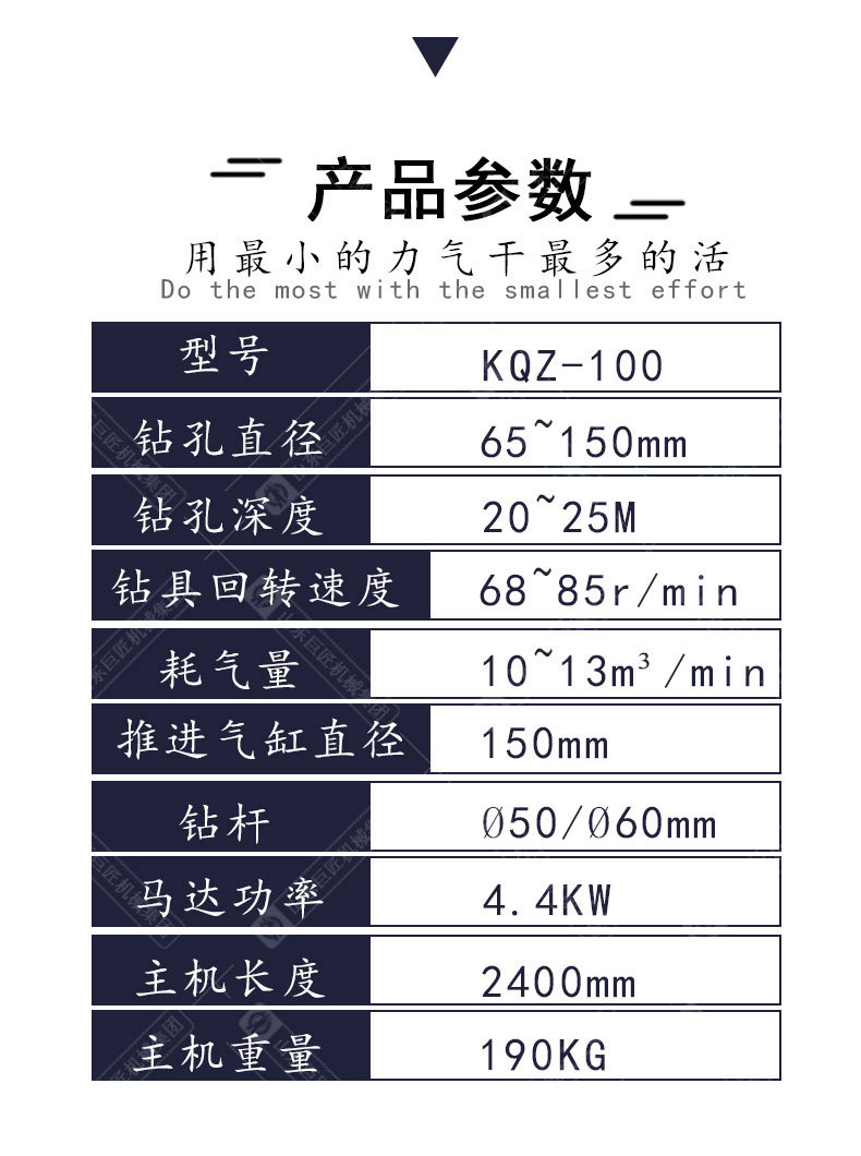 巨匠出售100型气动潜孔钻机 冲击式岩石钻孔机野外施工方便
