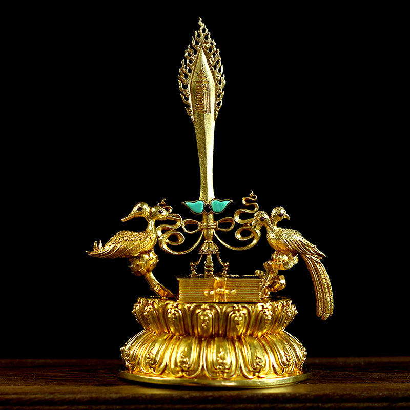 文殊剑纯铜文殊菩萨普贤智慧宝剑供奉摆件金刚杵法器