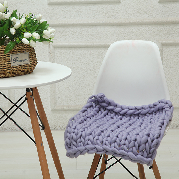 冰岛毛粗毛线手编毯子坐垫 自制diy材料包手工编织单股冰条线批发