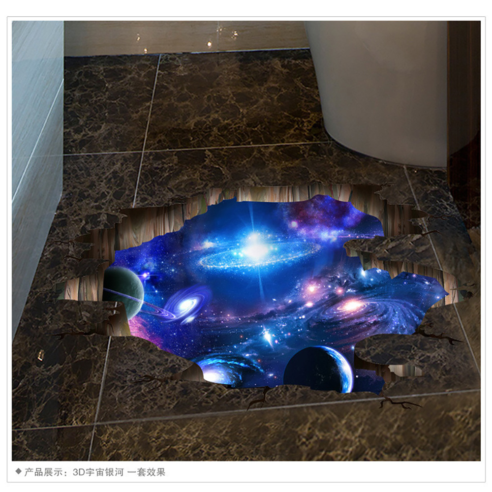3d立体地陷星空万圣节卡通墙贴纸家居装饰风格地贴3d家居海星墙贴