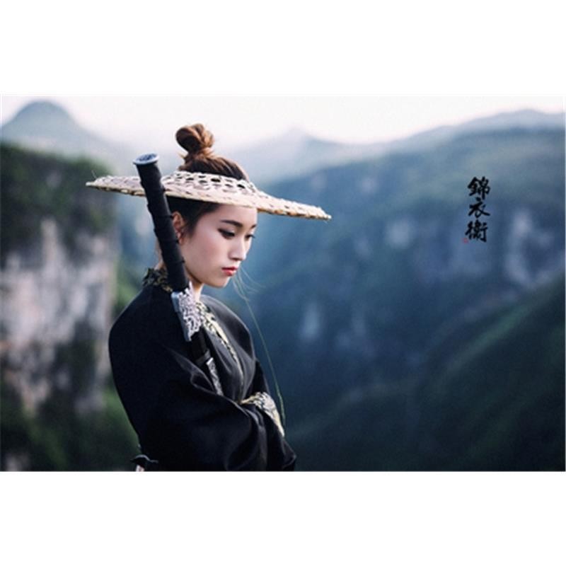 源头厂家竹编帽空顶镂空古装武侠斗笠大侠竹帽侠女影楼拍摄道具