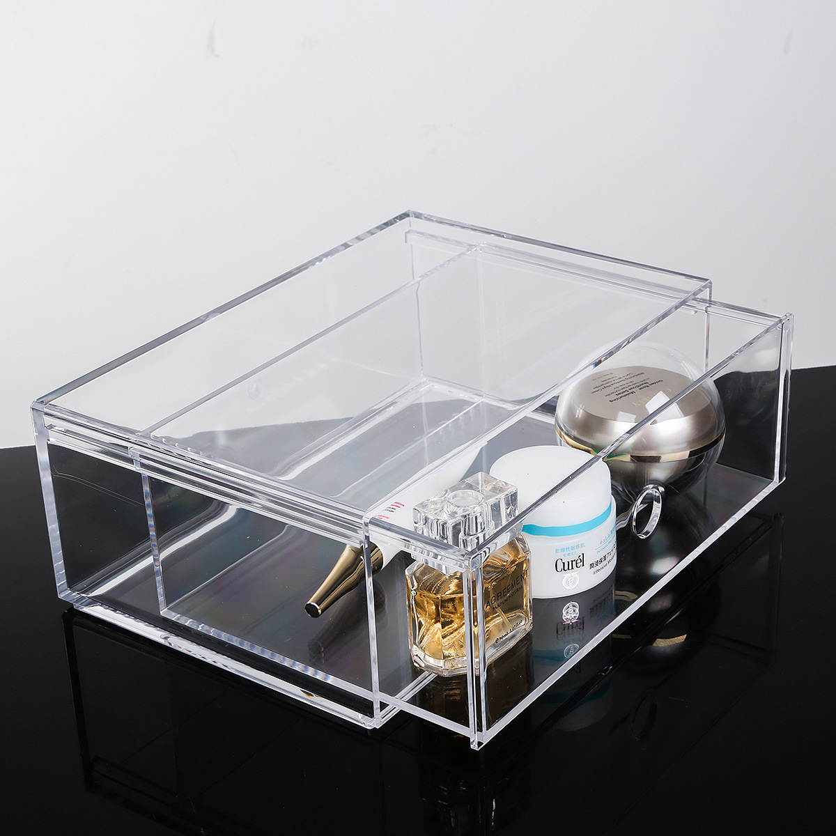 可叠加收纳盒透明亚克力化妆护肤品文具首饰珠宝桌面整理y-1070