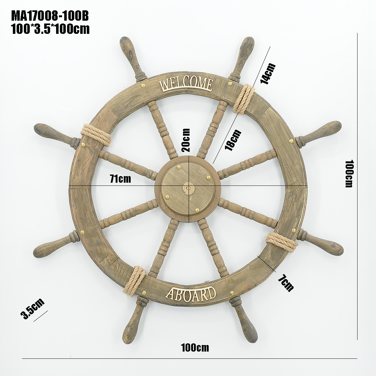 地中海木制船舵手船舵 轮舵风格装饰 餐厅儿童房壁挂 领航舵家装