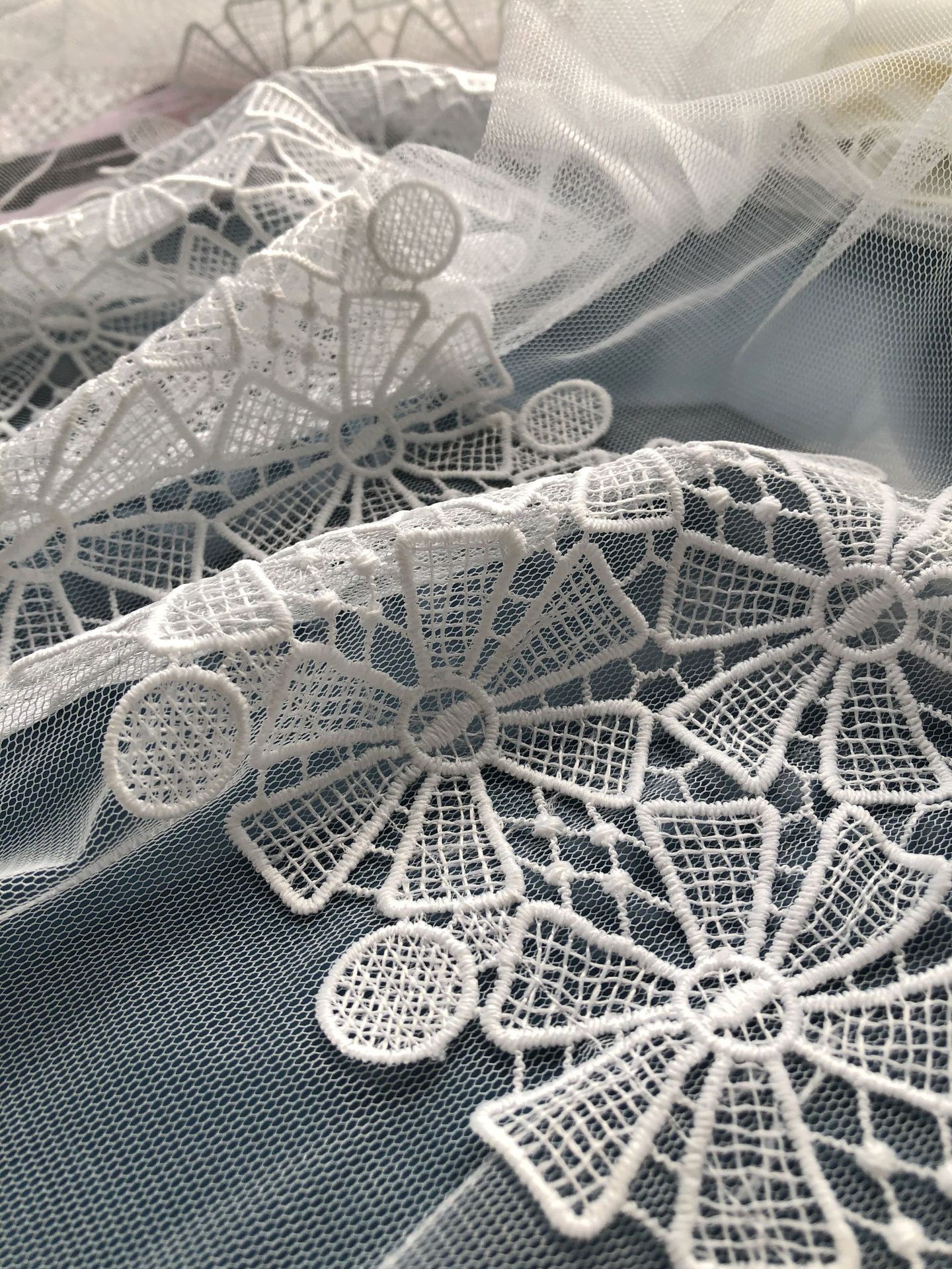 意大利正品 双色水溶蕾丝 拼接网纱 半裙 半身裙