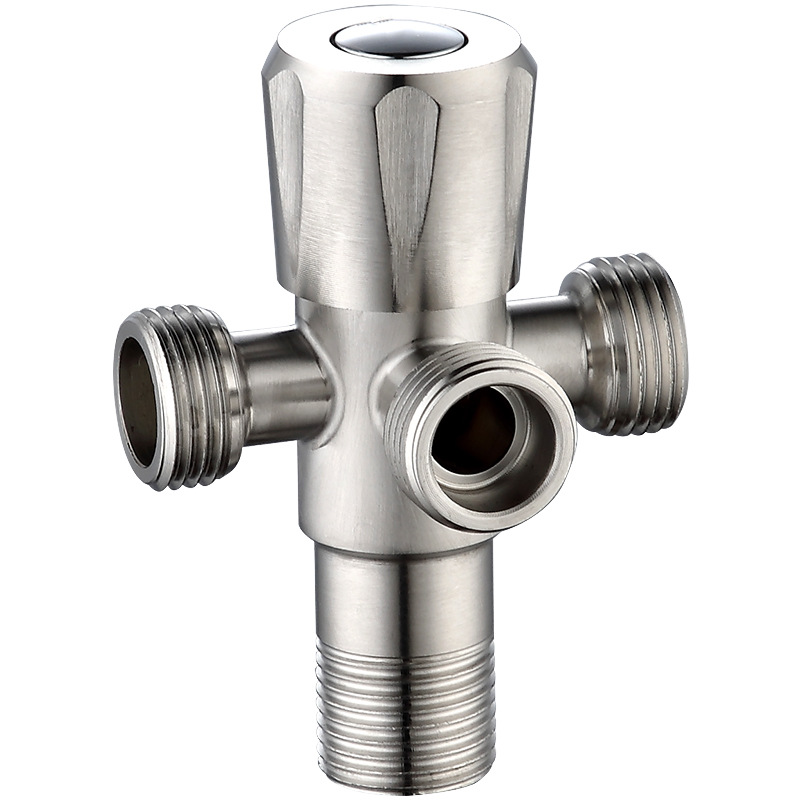 厂家货源304不锈钢三通角阀一进二出 4分冷热加厚阀门双出水角阀