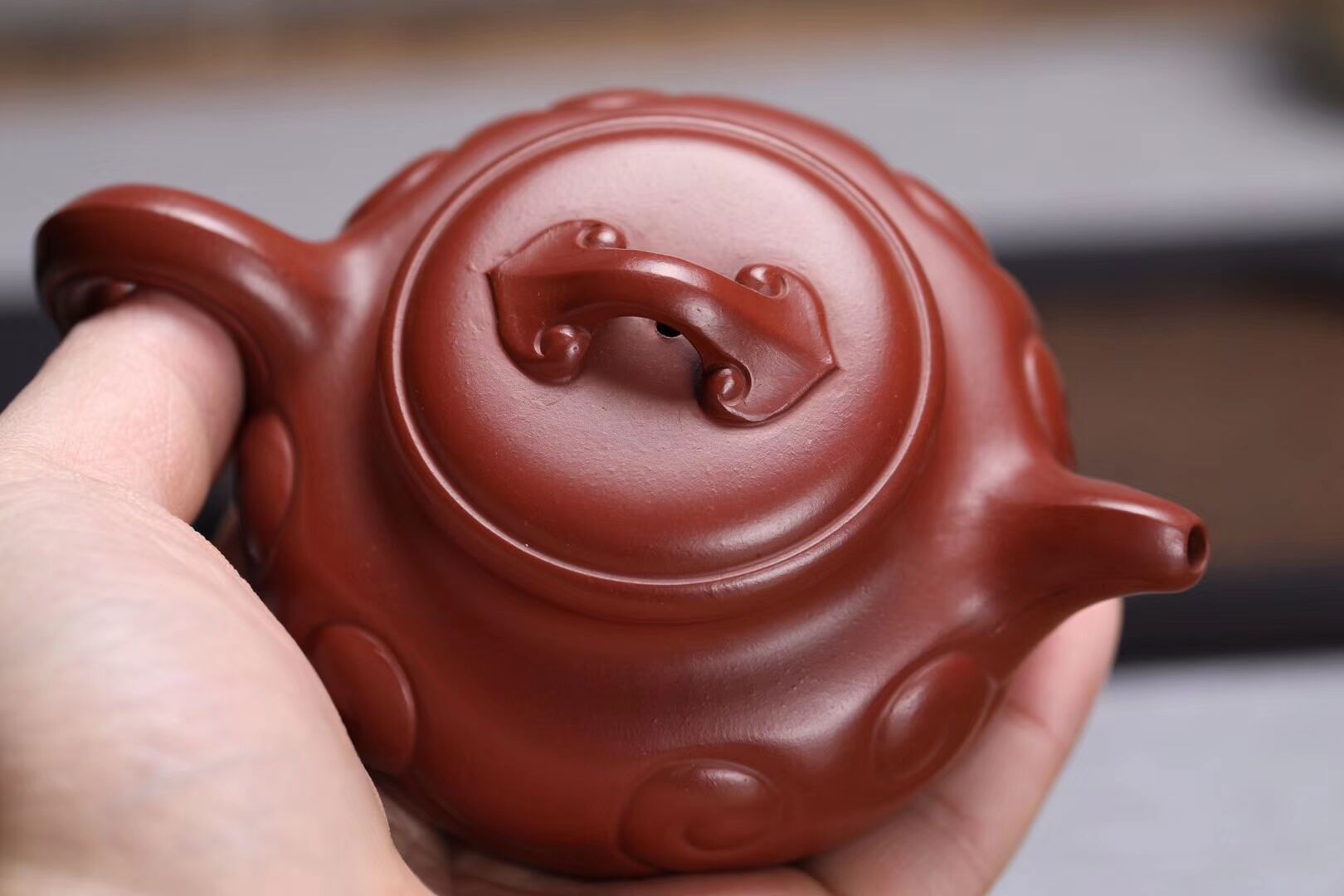 宜兴紫砂壶茶具名家正品纯手工精品原矿优质枣红泥仿古如意壶特价-阿