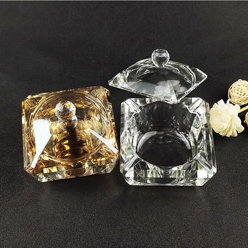 创意带盖水晶烟灰缸家用防灰玻璃烟缸酒店宾馆水晶工艺品刻字加工