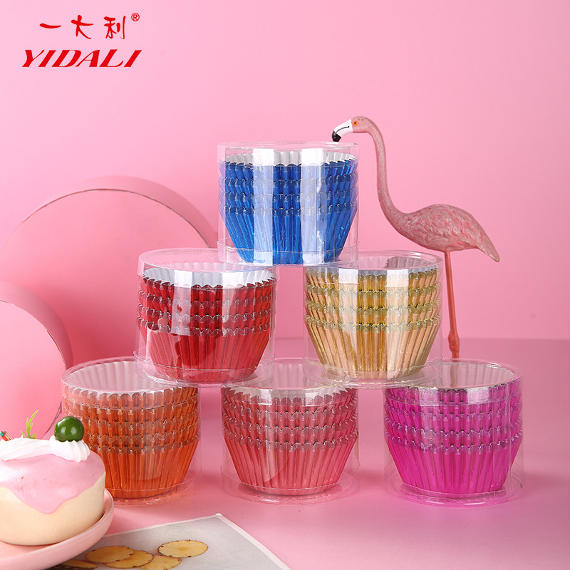 Cake Paper Cups High Temperature Resistant Non-Fading Easy to Peel Aluminized Paper Cake Paper Tray Pvc Barrel Cake Cup Wholesale