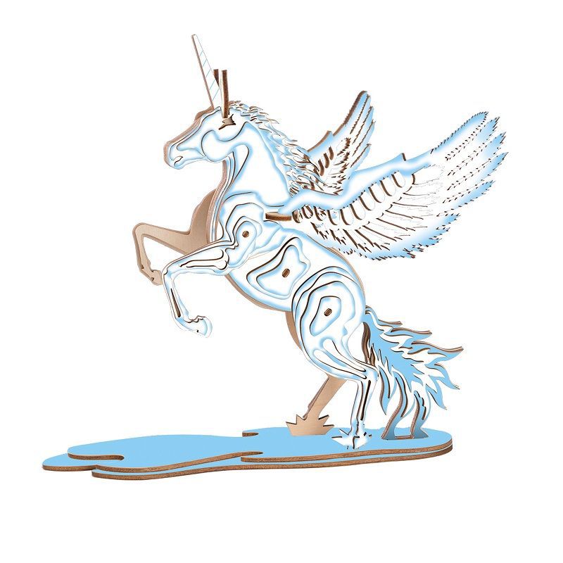 地摊货源木质立体拼图独角兽神兽系列diy手工模型夜市创业批发