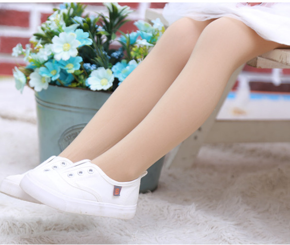 儿童肉色连裤袜面膜袜秋女童踩脚肤色打底裤学生白色舞蹈袜钢丝袜