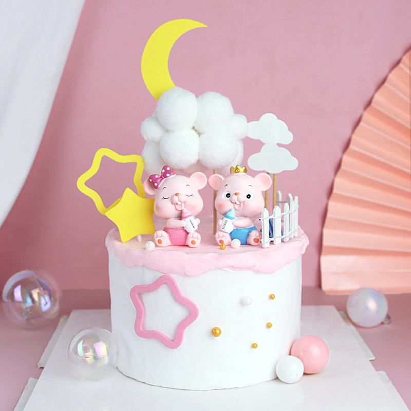 原创鼠宝宝周岁蛋糕烘焙装饰摆件鼠宝宝周岁摆件装饰烘焙装饰装扮