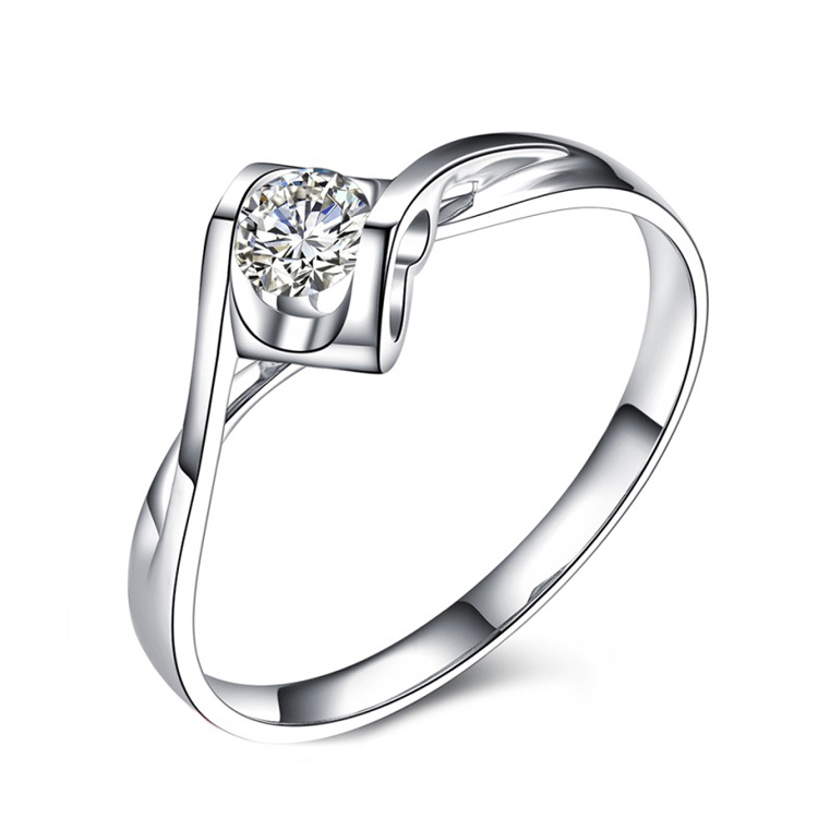 9k 14k pt950铂金18k白金钻石婚戒天使之吻心形创意款女戒定制