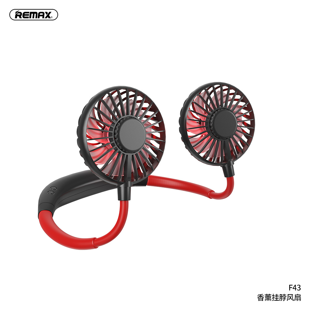 remax 挂脖风扇懒人usb便携双头软管七彩香薰三档静音网红创意f43
