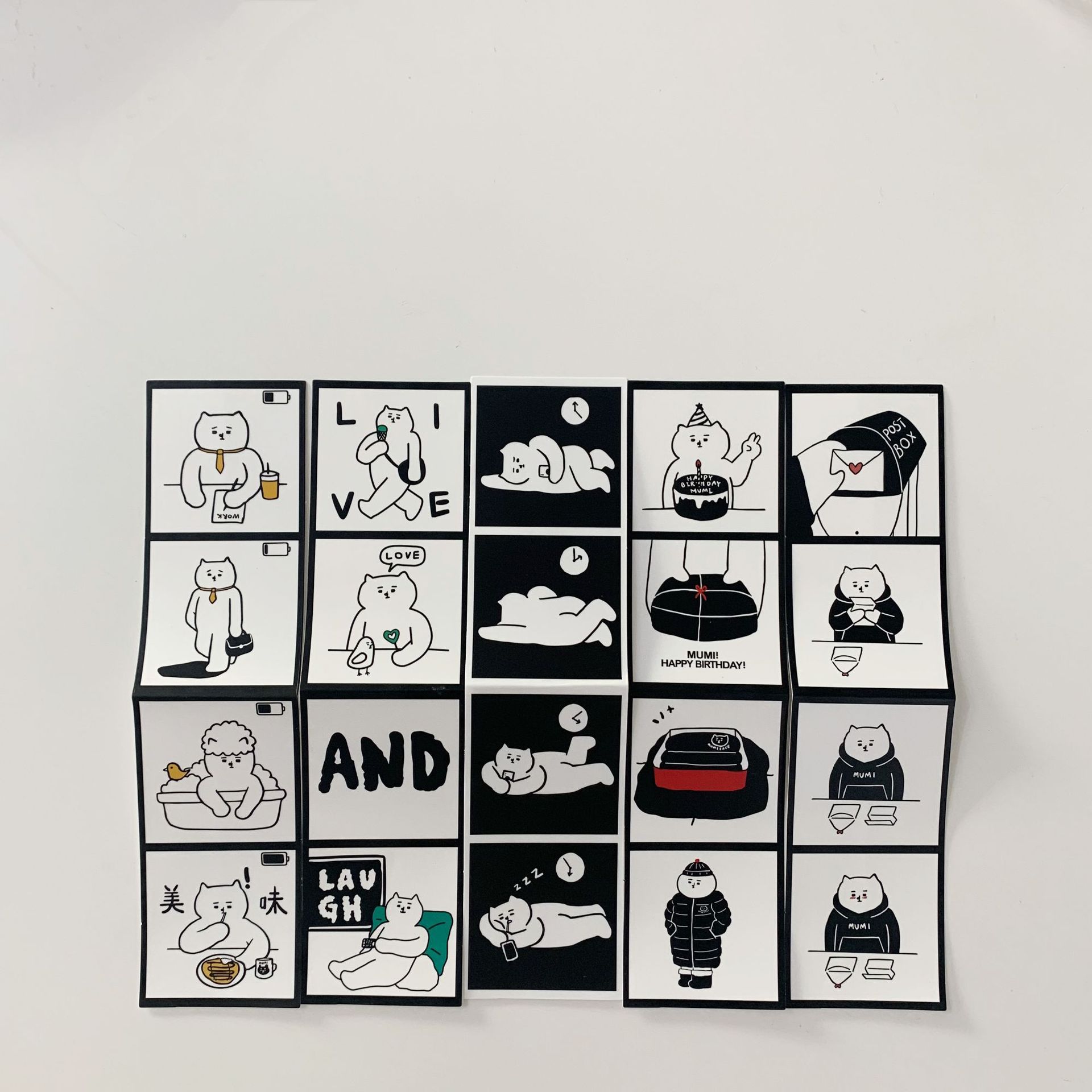 韩国黑白漫画猫咪贴纸包ins风可爱日常生活贴画手帐素材拼接装饰