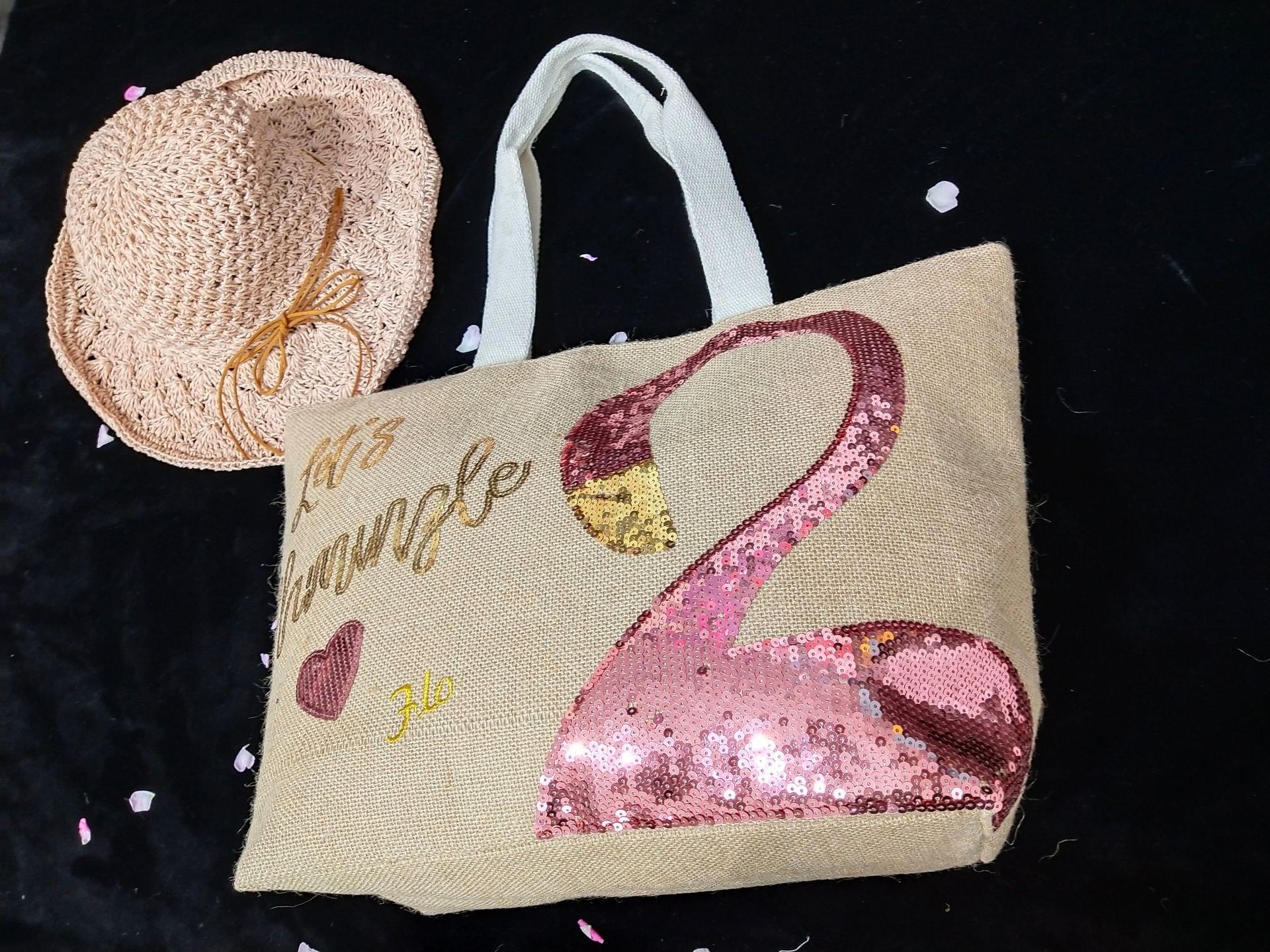 黄麻包天然黄麻材质包沙滩包亮片刺绣包