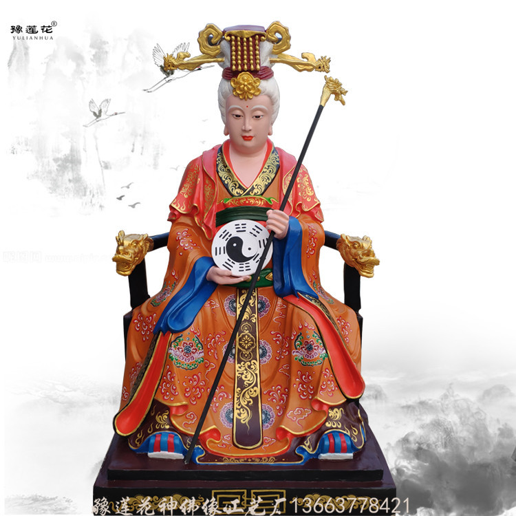 寺庙道场塑像摆件 五圣老母佛像图片 灵山老母神像 无生老母神像