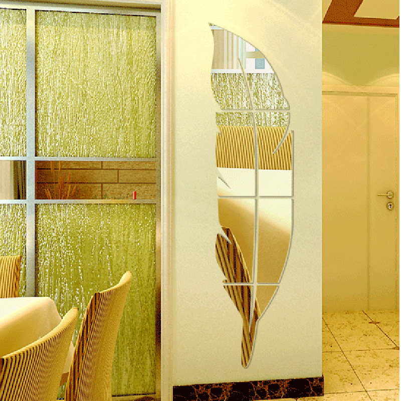 镜面墙贴 立体墙纸婚房装修玄关餐厅教室新房沙发背景大羽毛