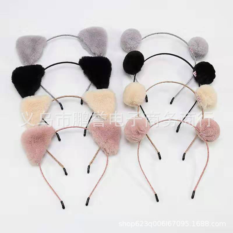 factory direct supply cute imitation rabbit fur head buckle cartoon hair ball all-match head hoop hair ball