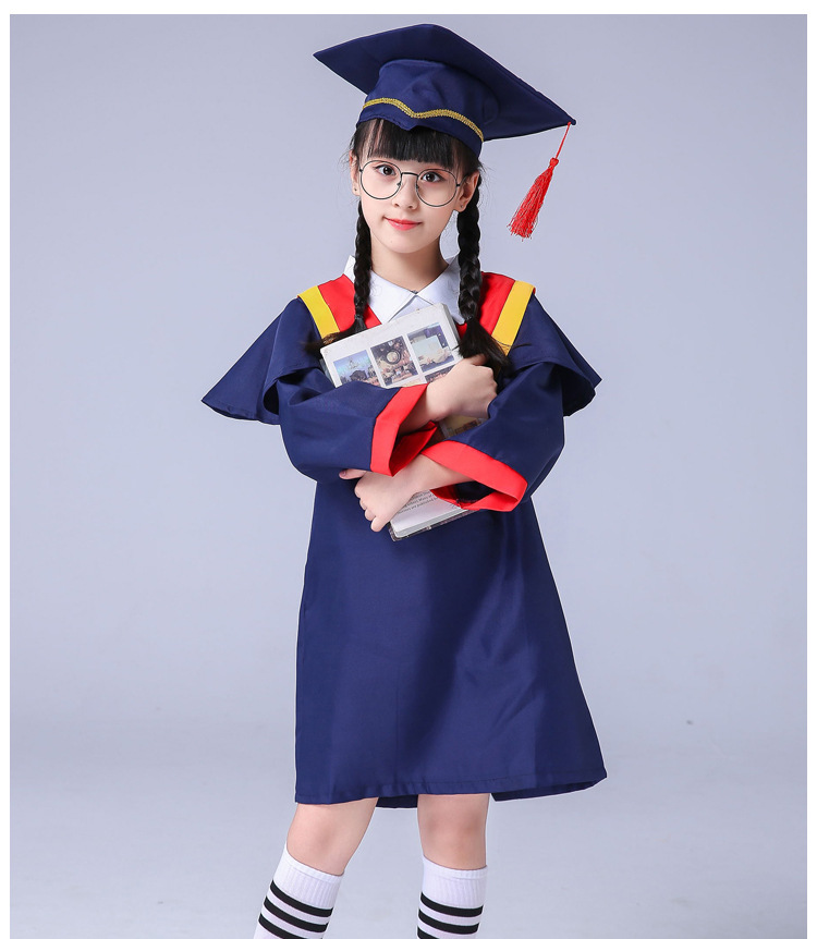 儿童博士服男女童演出拍照中小学生毕业照学士礼服博士帽款幼儿园