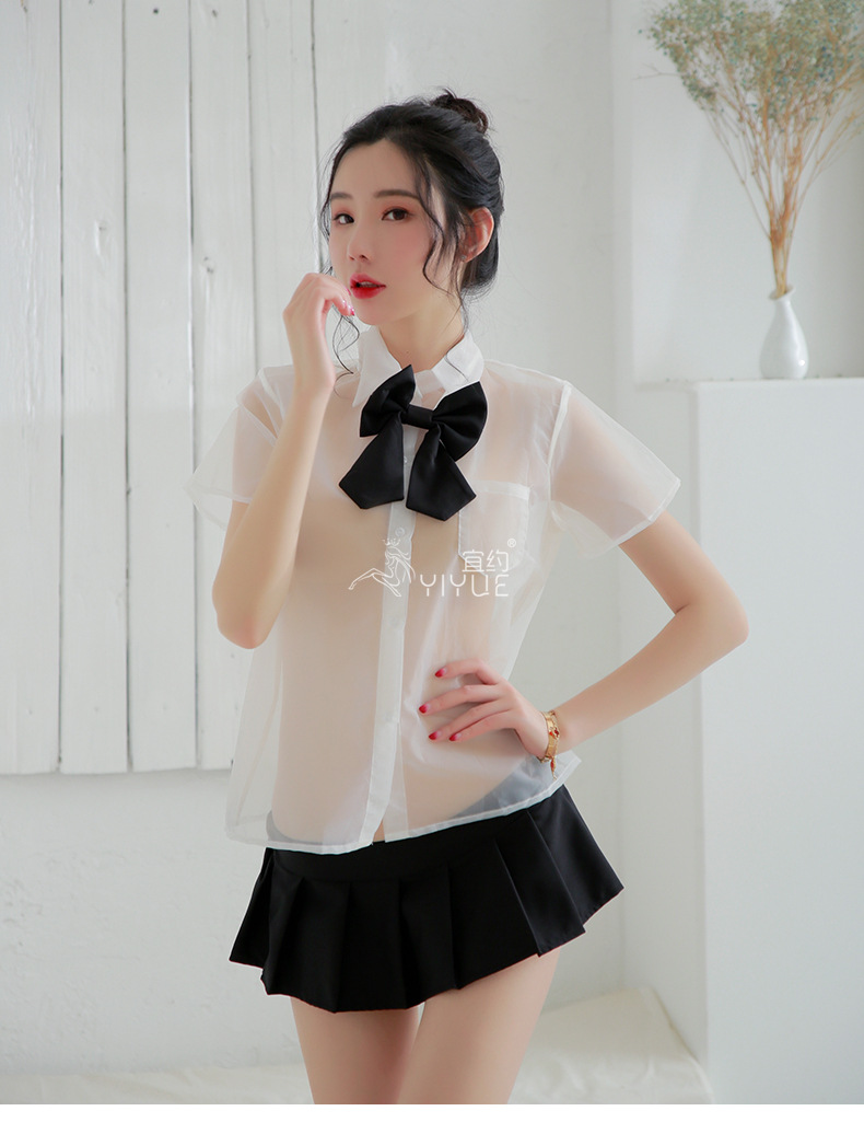 宜约性感情趣内衣学生装制服水手服透明套装诱惑女可爱学院风8102