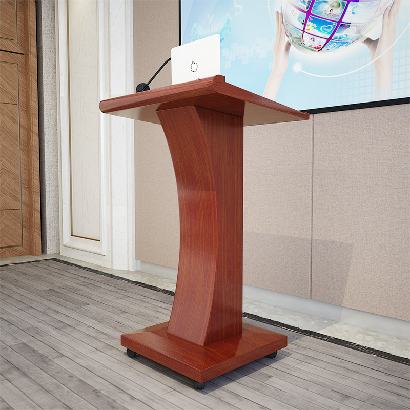 迎宾台讲台讲桌实木演讲话会议室简约现代会议教师移动发言地台