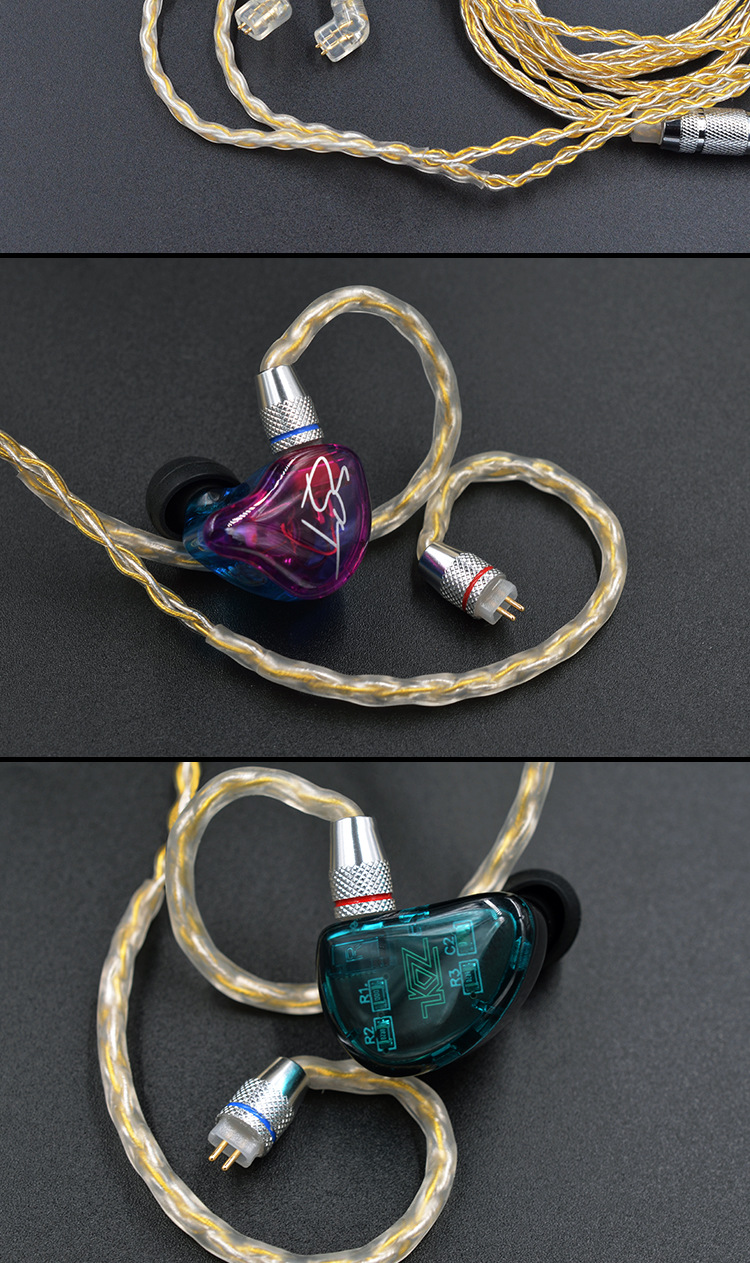 kz金银编织耳机升级线镀银镀金混编线200芯zsn/zst/zs10/as10/es3