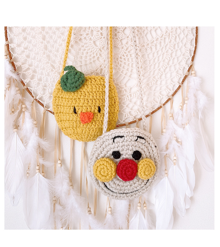 儿童包包新款2020秋冬公主小黄鸡女孩可爱手工斜挎针织毛线编织包