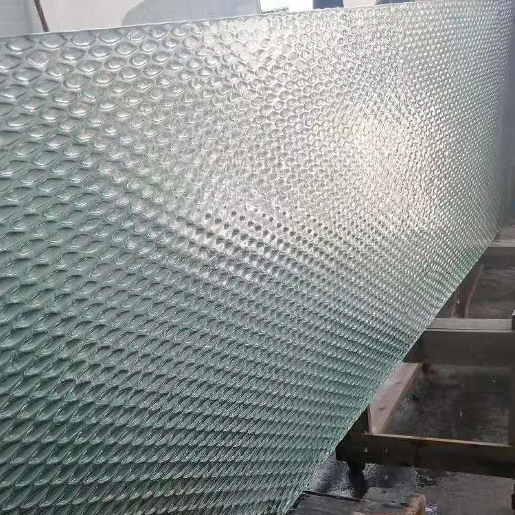 厂家定制批发 热熔水纹玻璃 鱼鳞景观玻璃艺术钢化热熔玻璃加工
