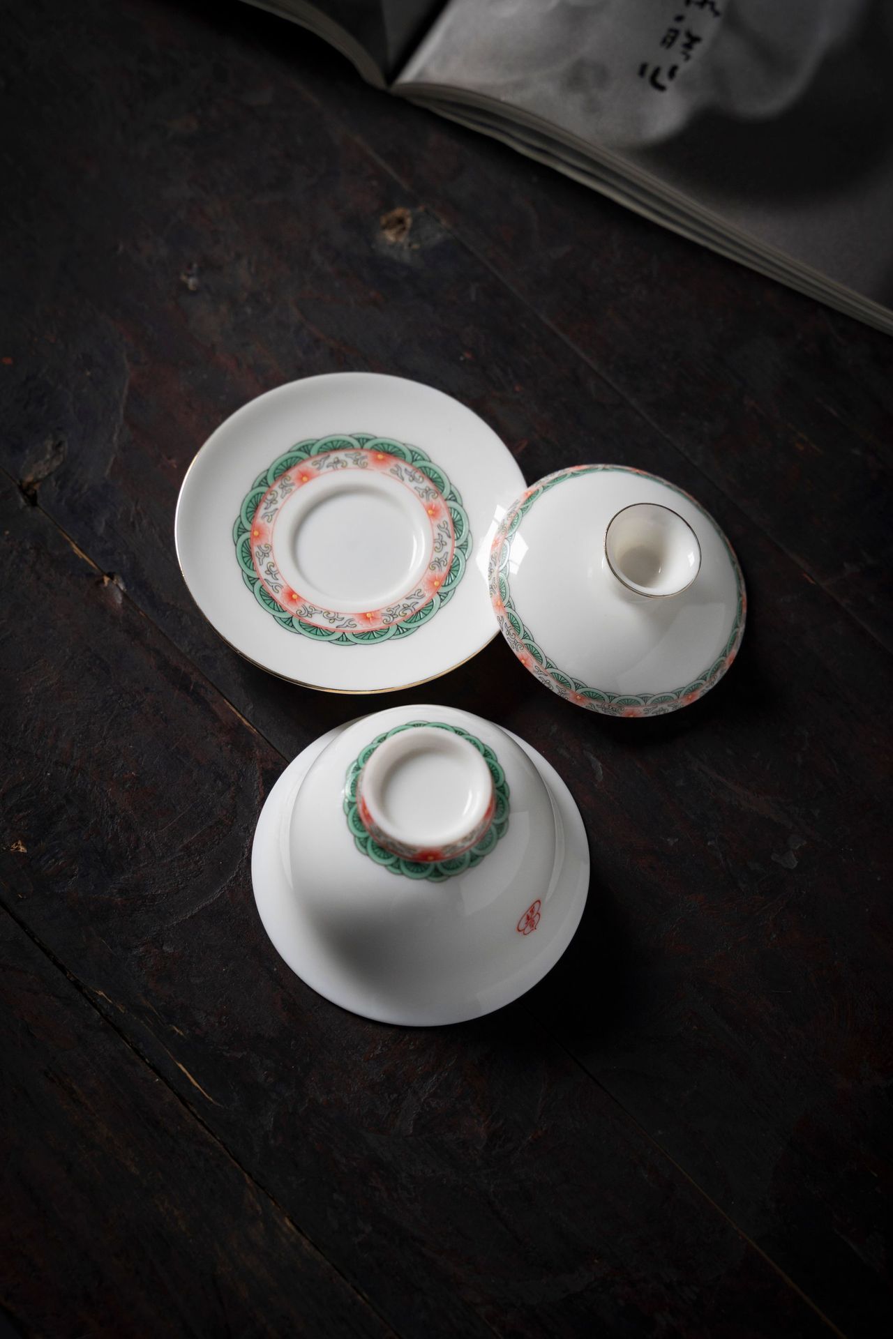 景德镇扒花陶瓷三才盖碗创意故宫花纹大茶碗功夫茶具茶杯批发