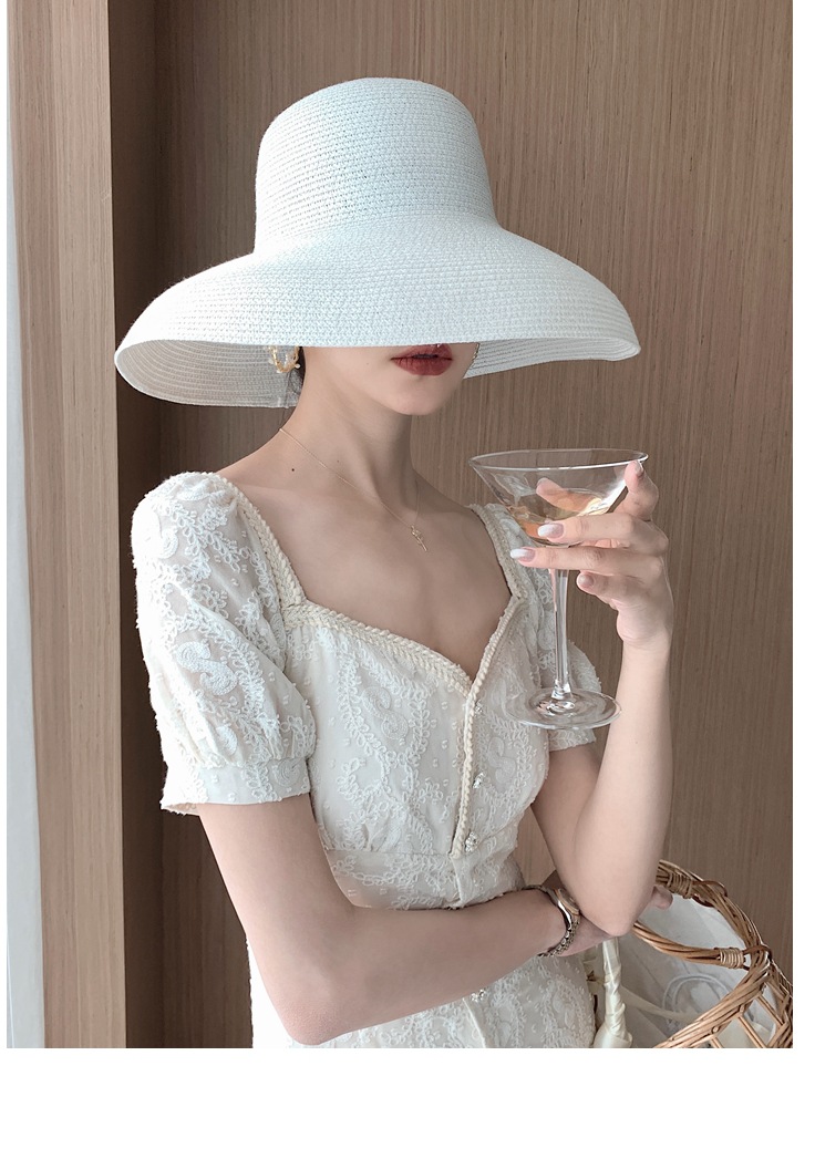 温柔风法式方肩长裙超仙女森系设计感小众显高显瘦气