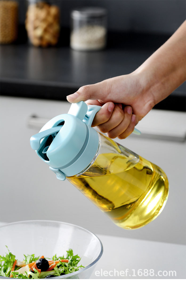 油壶免拧盖大口径倒油家用玻璃防漏料酒酱油醋壶厨房自动开合油瓶