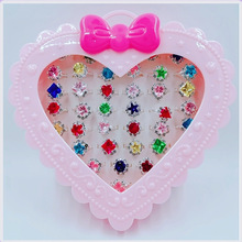 韩国儿童戒指宝石钻是皇冠卡通仿金指环饰品戒指礼物奖品玩具盒装