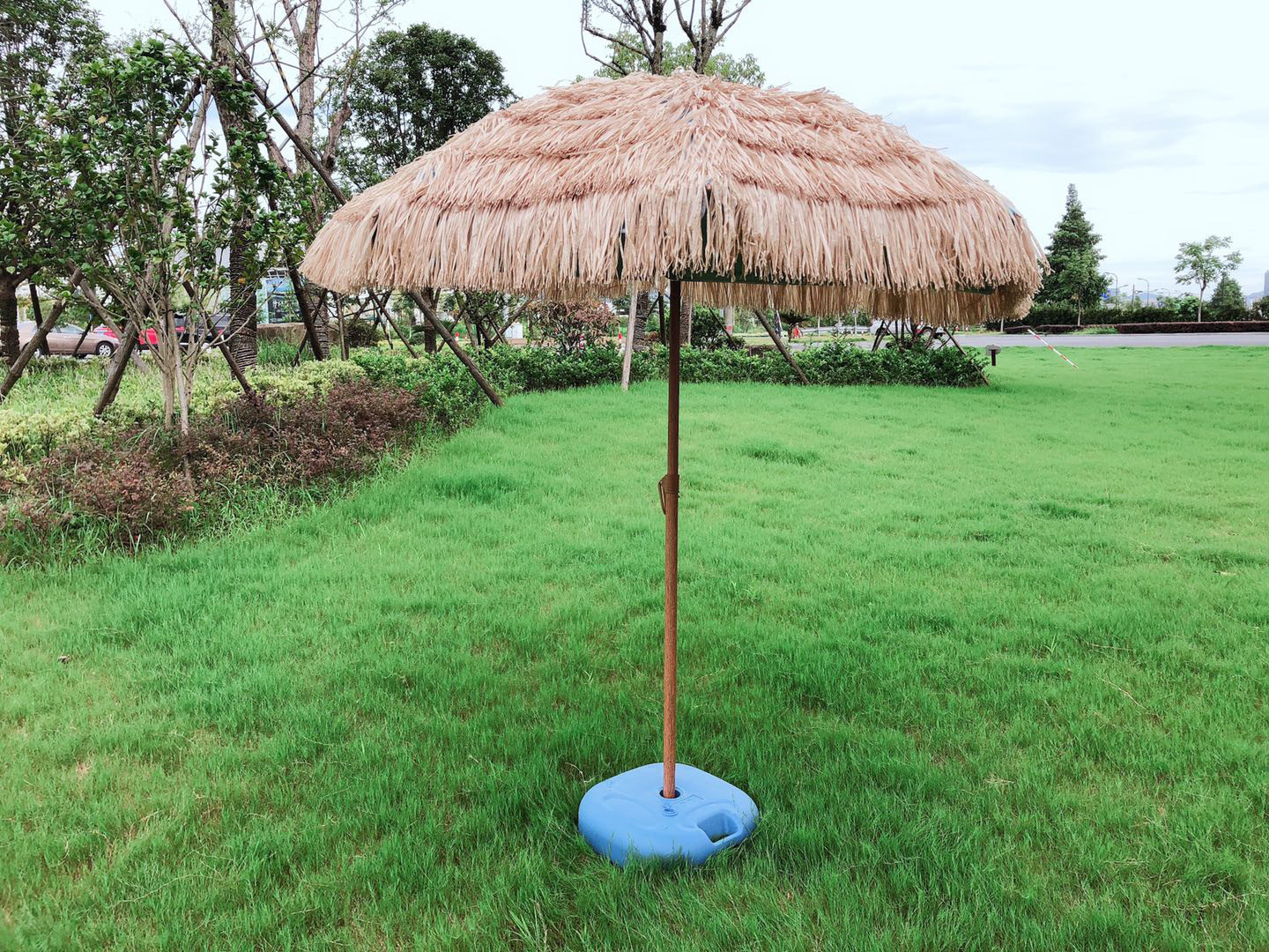 现货售2米夏威夷风情伞遮阳稻草伞pp草拉菲草沙滩伞跨境电商专供