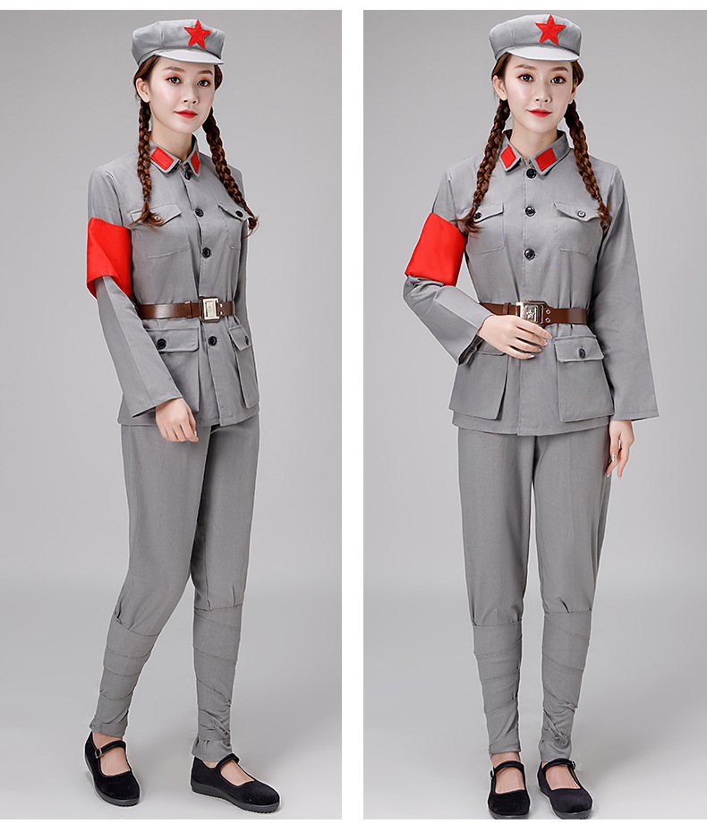 棉麻粗布小八路军演出服红军服抗战服装新四军服装表演服男女军装