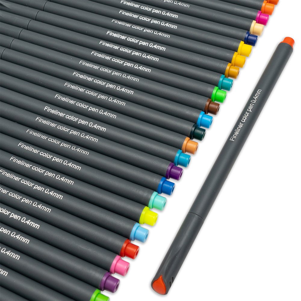 跨境爆款12色彩色勾线笔水性笔描边笔学生绘画专用签字笔绘图用品