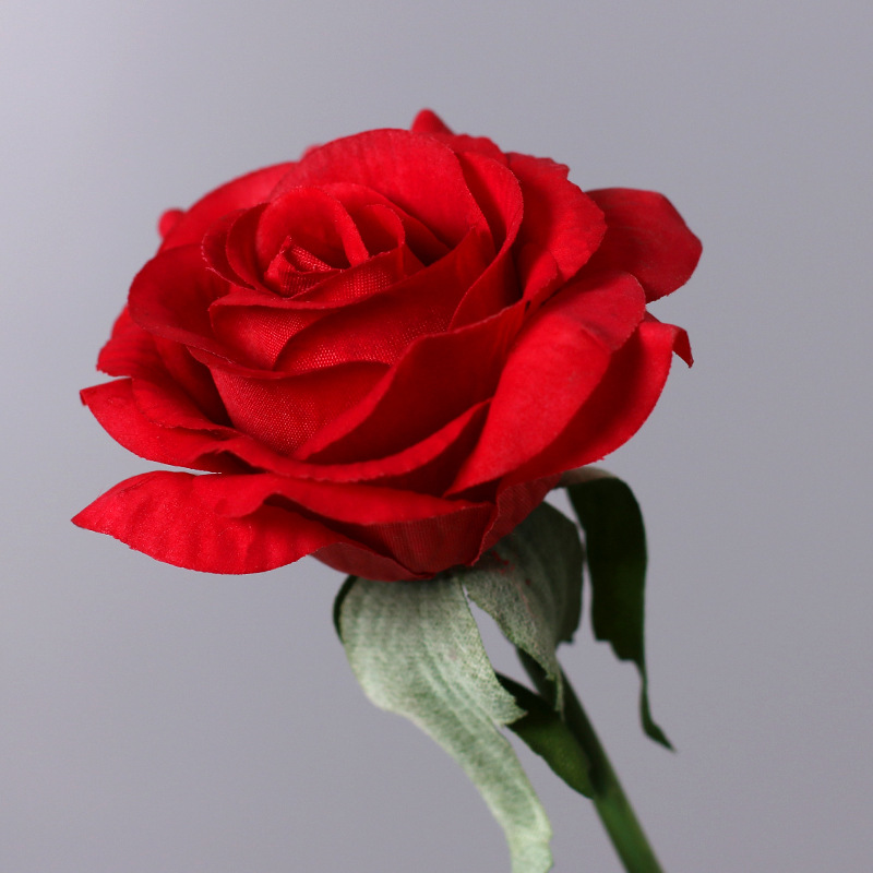 厂家批发单支手感保湿玫瑰仿真花 保湿玫瑰花假花客厅摆件装饰花