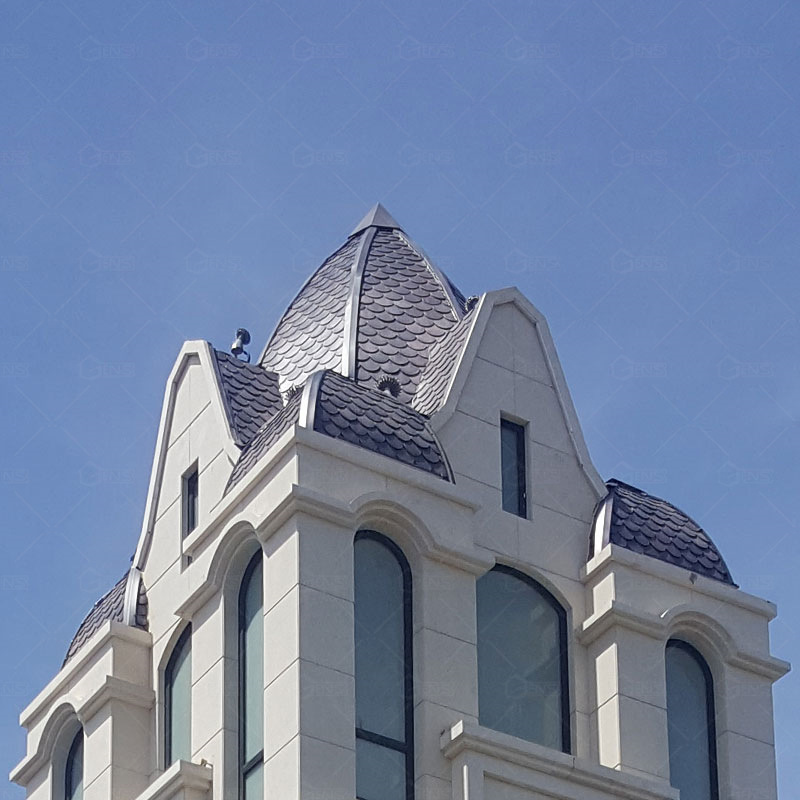 金属瓦厂家直销鱼鳞瓦屋顶抗冻屋面瓦防水环保欧式别墅瓦色彩多样