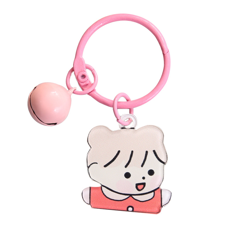 INS Cartoon Acrylic Keychain Cute Girl Bear Color Bead Necklace Keychain Handbag Pendant Key Chain