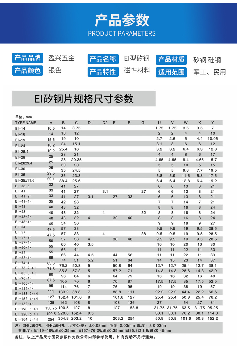 硅钢片规格表图片