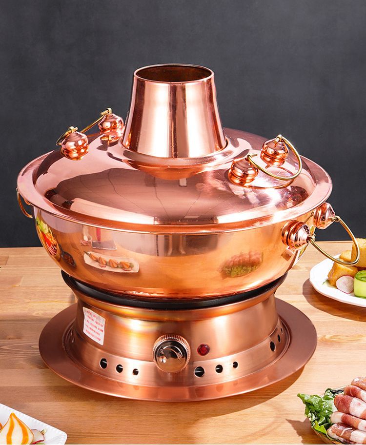 铜火锅电碳两用火锅加厚紫铜插电火锅老北京涮肉铜锅铜火锅炉厂家