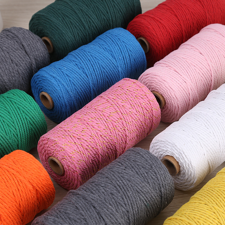 热销现货彩色棉线绳双色合股线装饰 手工diy彩色棉绳不掉色棉线