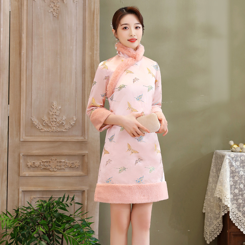 羊绒旗袍裙改良