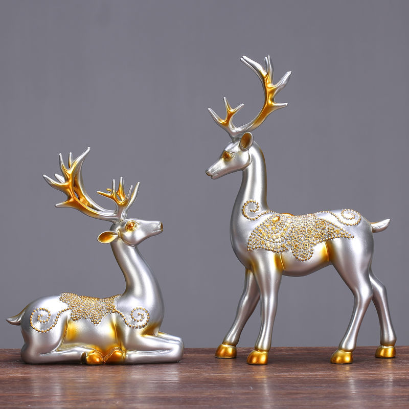 招财鹿欧式客厅装饰品摆件电视柜酒柜办公室玄关创意乔迁新居礼品