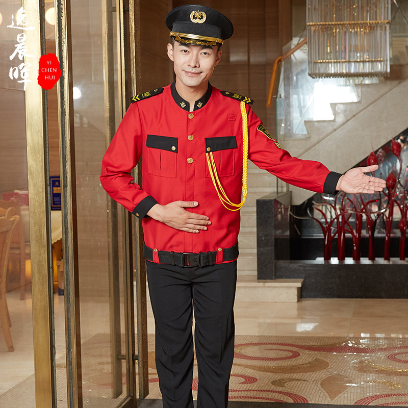 酒店迎宾门童男工作服接待泊车行李员秋冬装长袖乐队鼓号手演出服