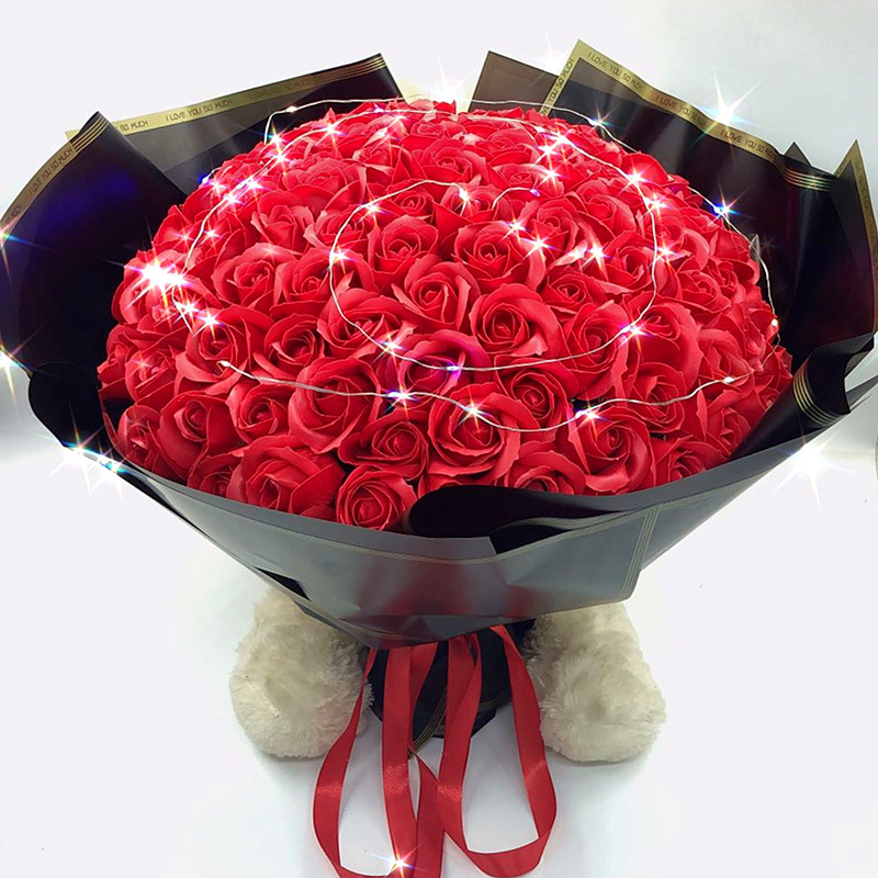 情人节送男女朋友99朵玫瑰花束求婚表白手捧香皂花送闺蜜生日礼物